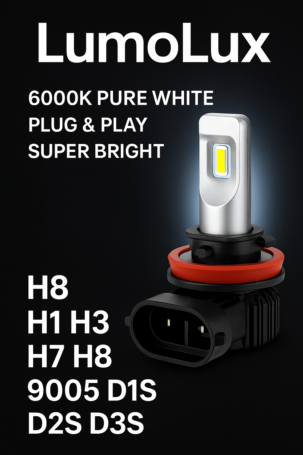 H8 LED Headlight Bulb (6000K, 12V, 24W)