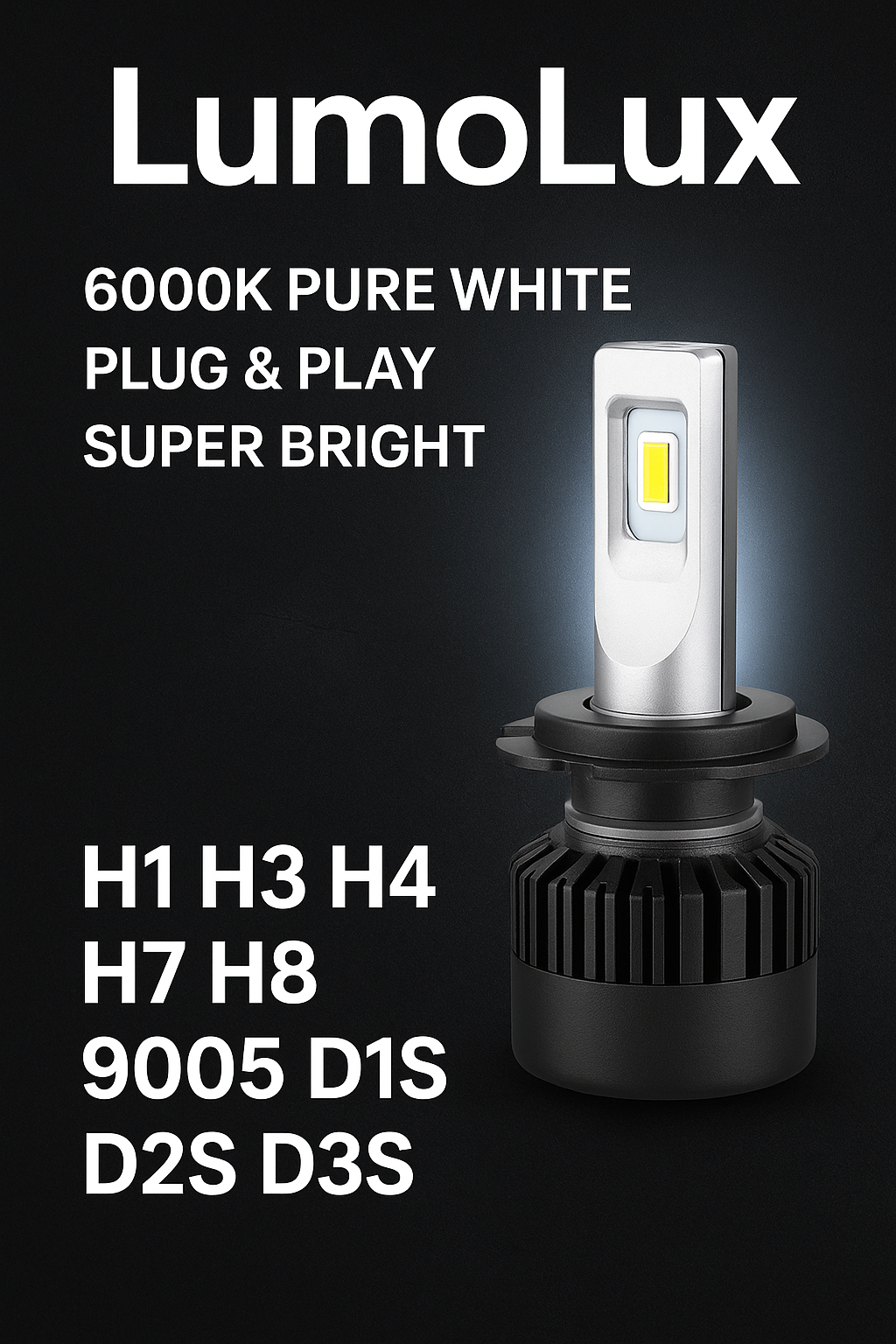 H1 LED Headlight Bulb (6000K, 12V, 24W)
